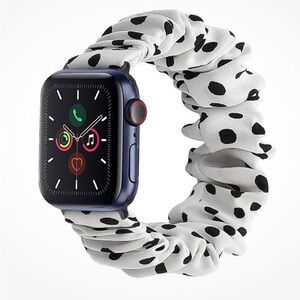 NEW Scrunchie Loop Strap Band for Apple Watch 6 38/40mm- White/black- stretchy 💜